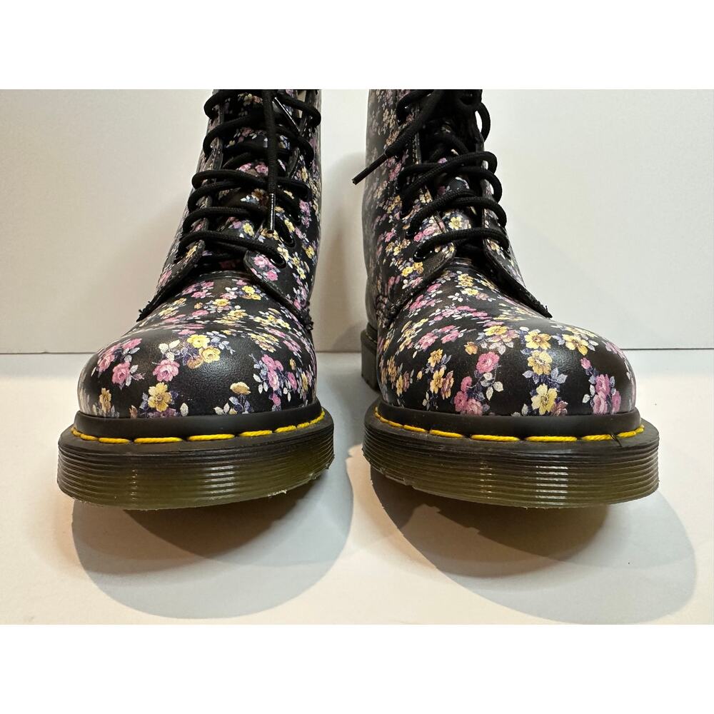 Dr. Martens 1460 Tydee Floral Combat Boots Women's Size 9 Black Lace Up - Picture 4 of 10